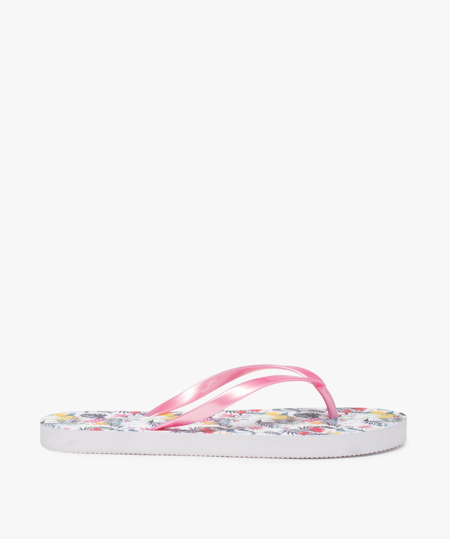 Tongs femme à semelle imprimée et fines brides multicolore | GEMO