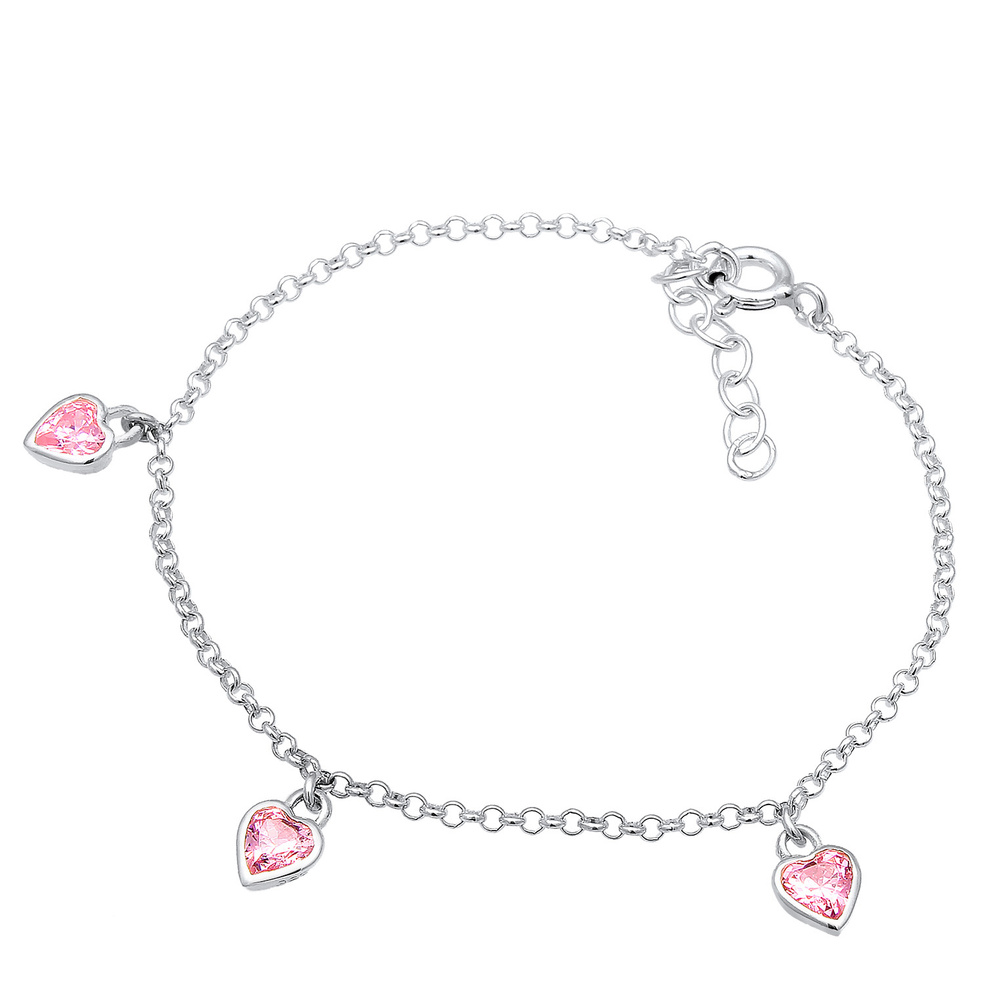 Elli Elli Bracelet Kinder Herzen Heart Zirkonia Erbskette 925 Silber Bracelet
