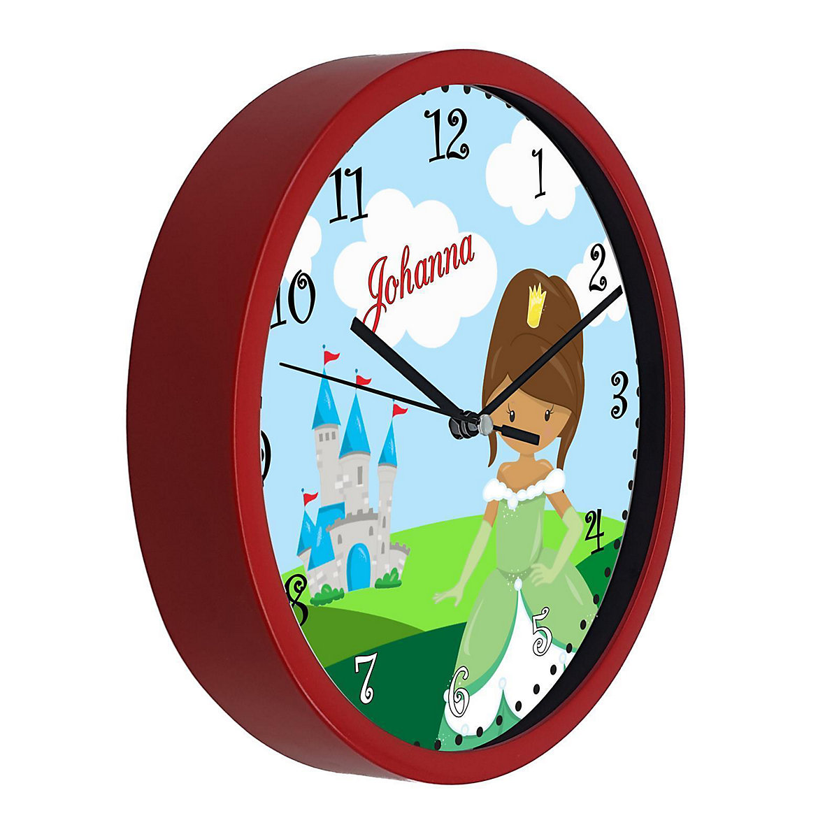 Kinder Wanduhr personalisiert mit Name Prinzessin