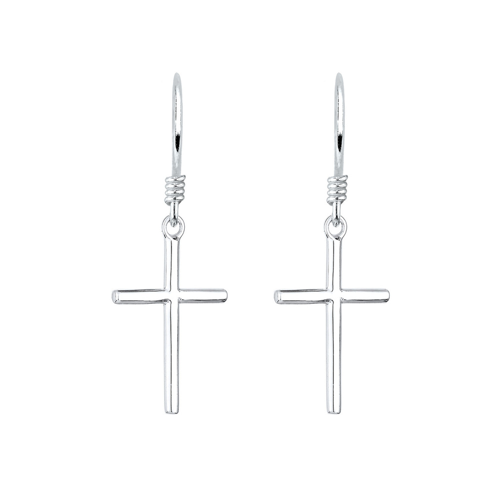 Elli Elli Boucles d'Oreilles Femmes Pendentif d'oreilles Symbole Croix en Argent Sterl Boucles d'oreilles