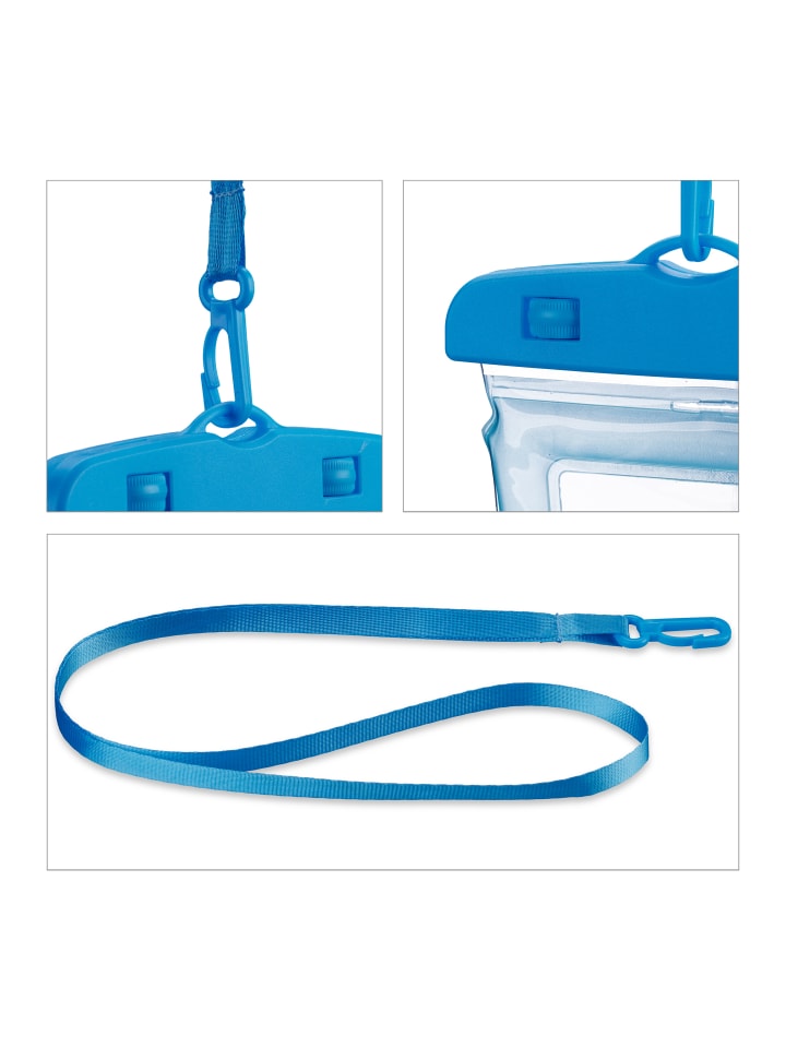 relaxdays 4 x wasserdichte Handyhülle in Blau günstig kaufen onesize