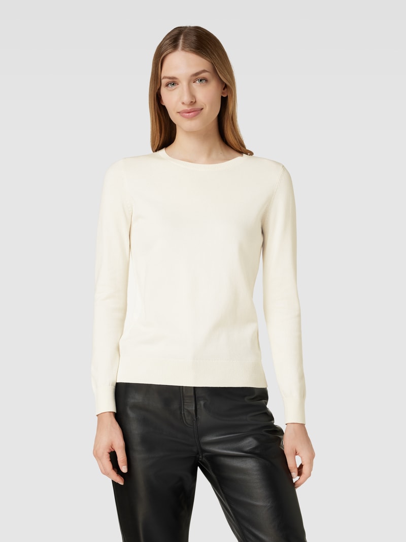 Strickpullover mit Rundhalsausschnitt in offwhite