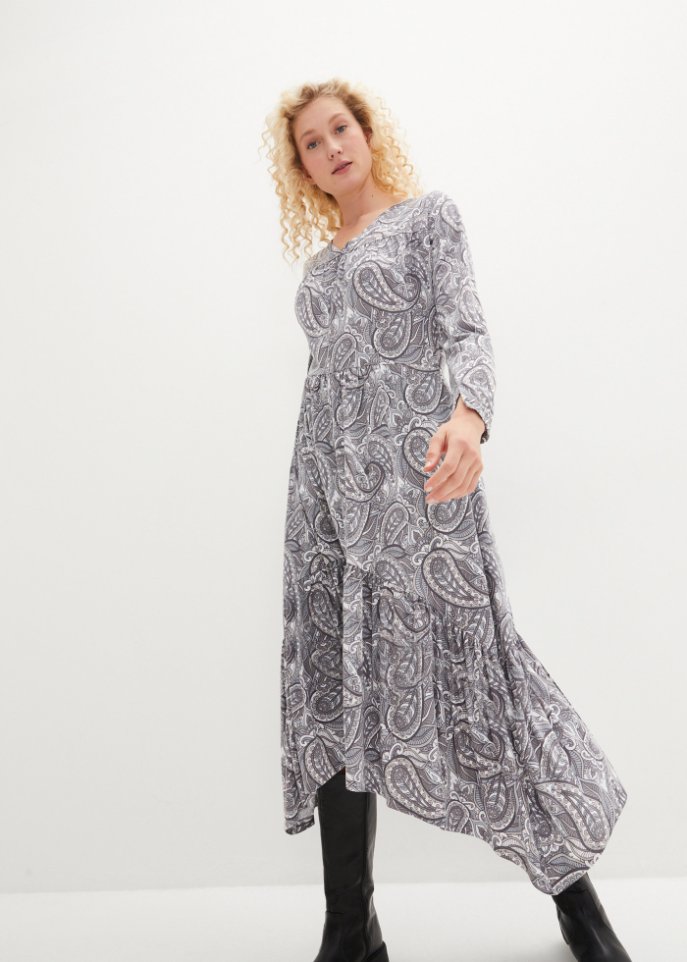 Midi Shirtkleid aus Baumwoll- Viskose Mischung, mit Zipfelsaum