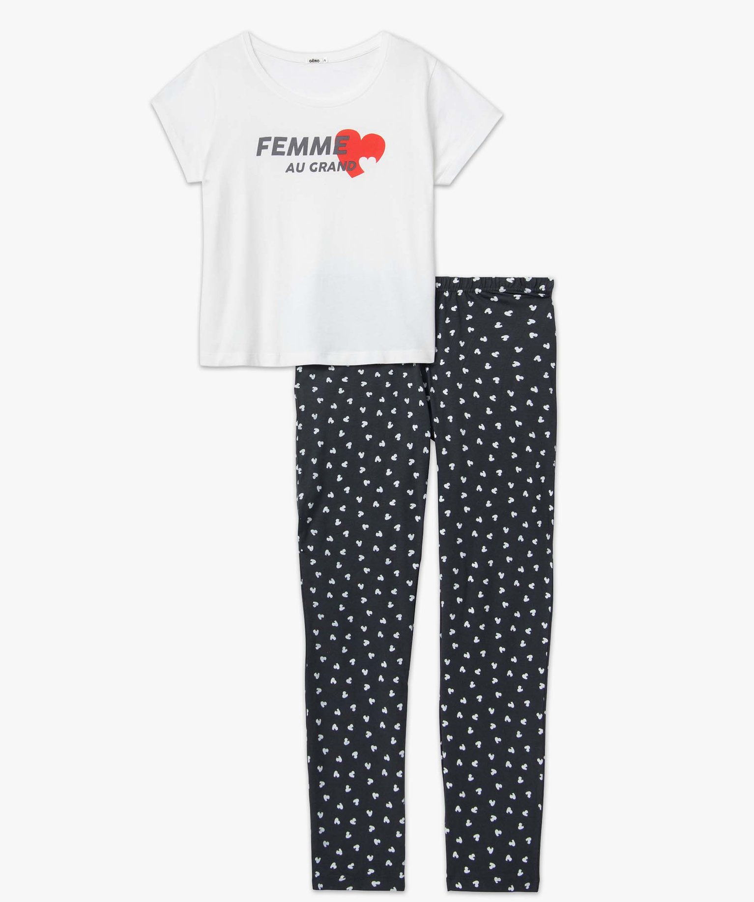 Pyjama femme bicolores avec motifs coeurs multicolore | GEMO
