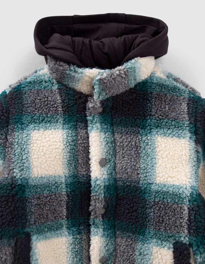 Veste verte en Sherpa à carreaux garçon