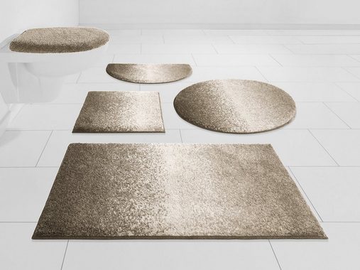 Badematte Mistral Grund, Höhe 20 mm, rutschhemmend beschichtet, fußbodenheizungsgeeignet, Kunstfaser, rechteckig, meliertes Design, im Ombré-Look, auch als 3 teiliges Set erhältlich