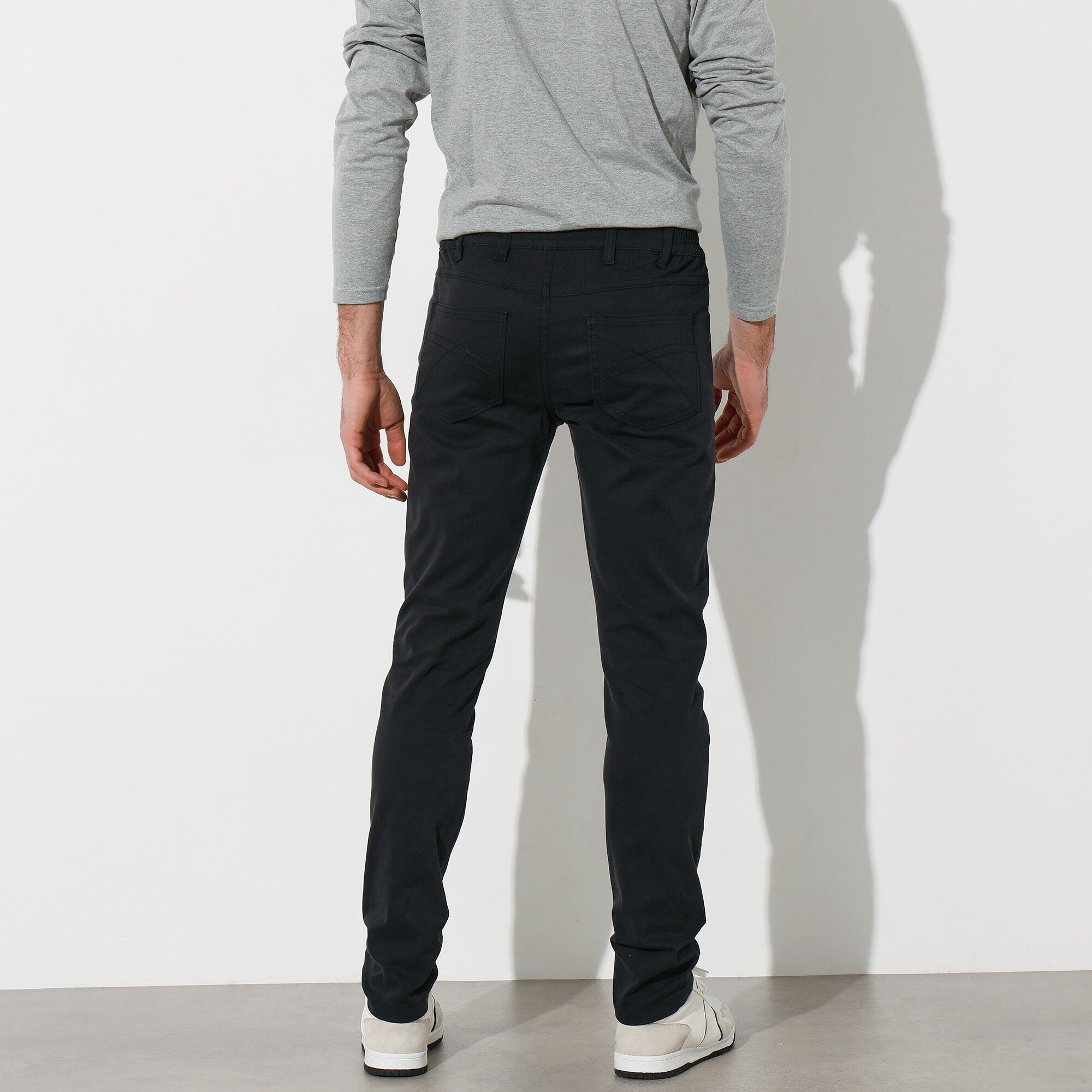Pantalon droit 5 poches twill coton extensible