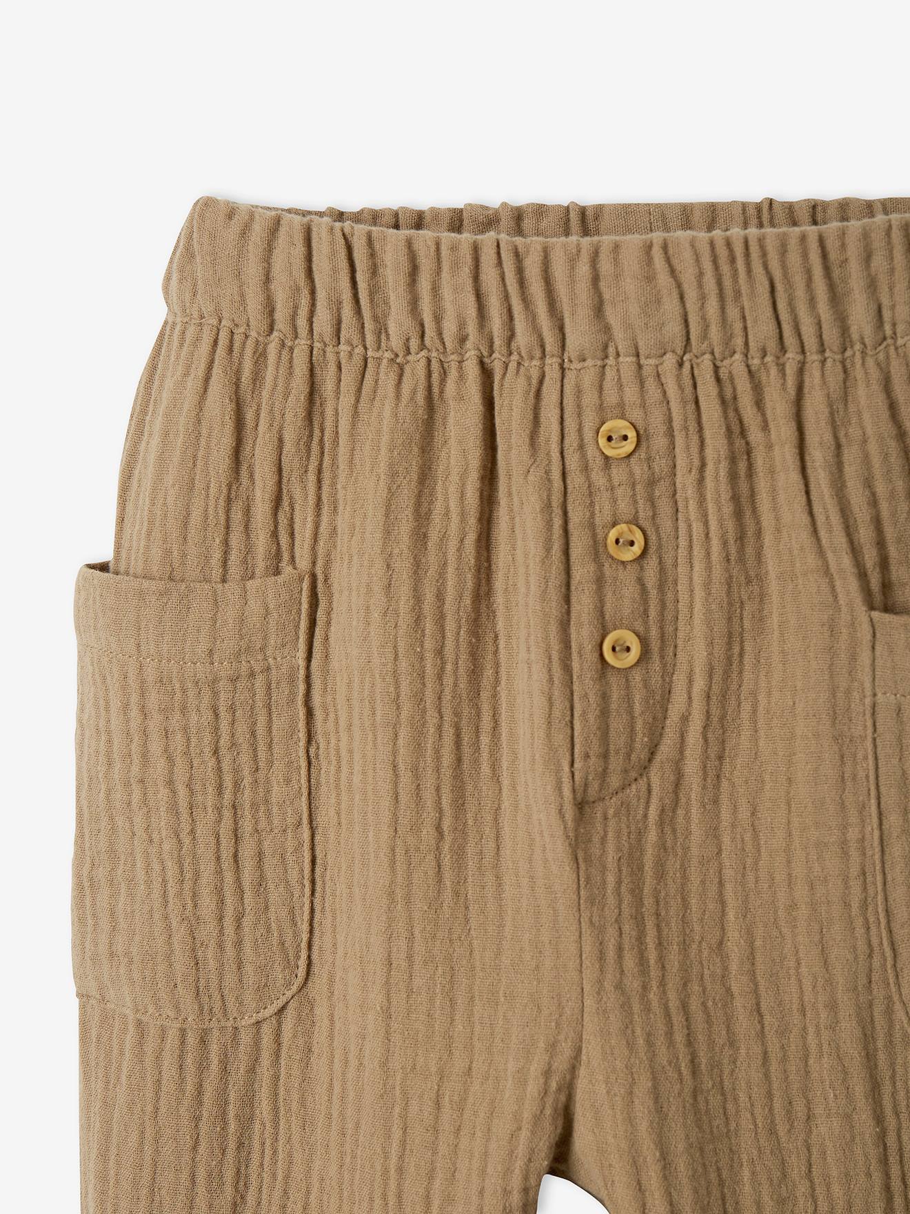 Pantalon bébé en gaze de coton anthracite