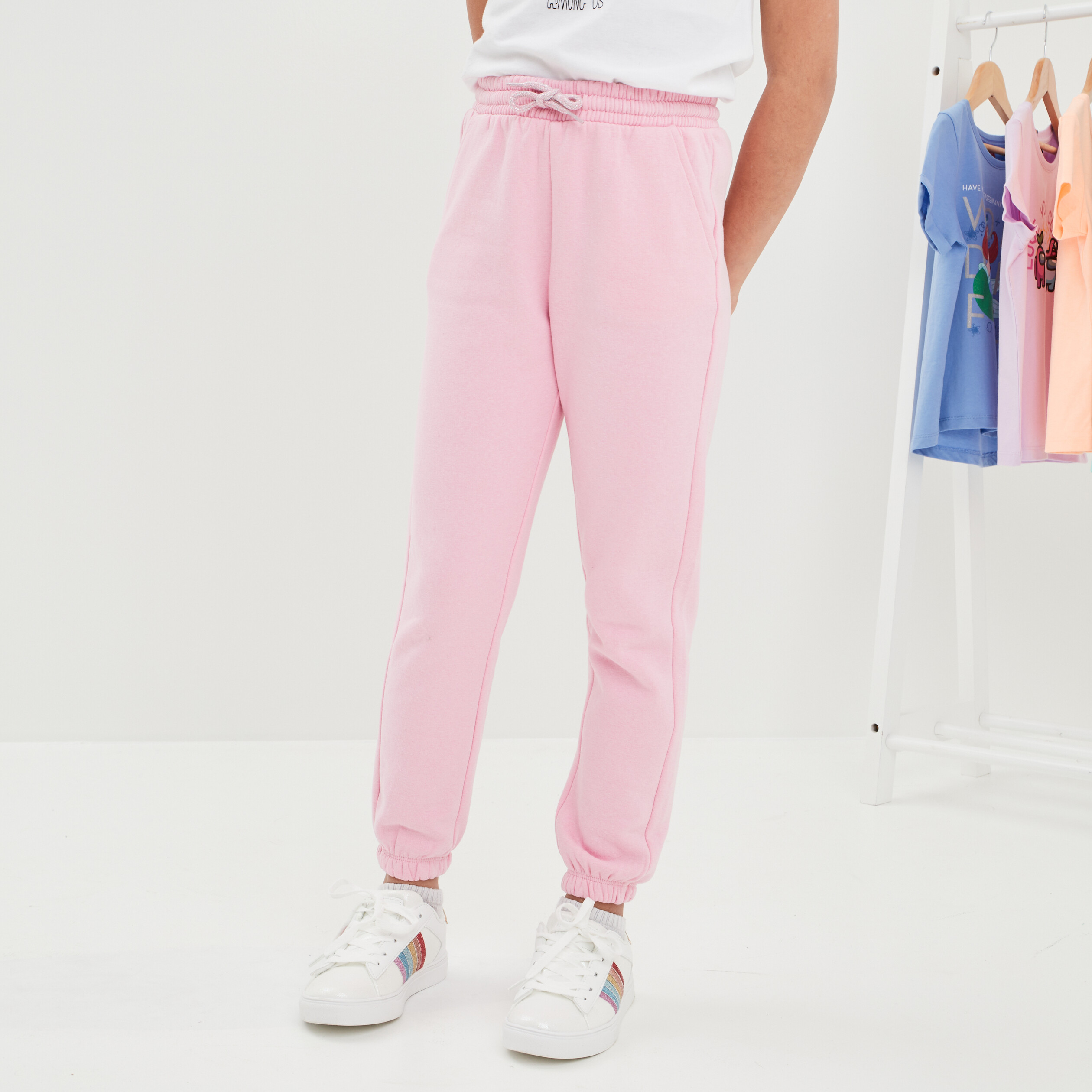 Pantalon de jogging bas élastiqué rose pastel fille | La Halle