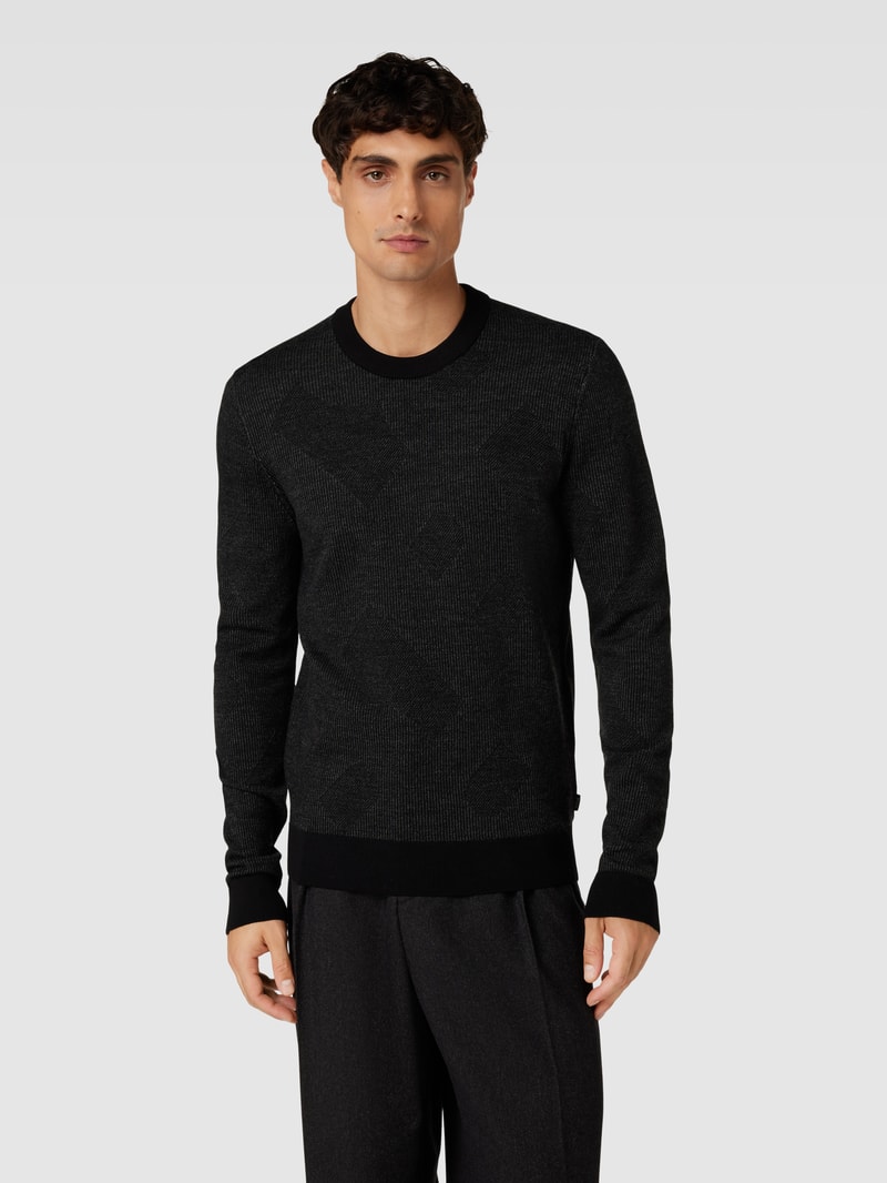 Strickpullover aus Schurwolle Modell 'Motivo' in schwarz