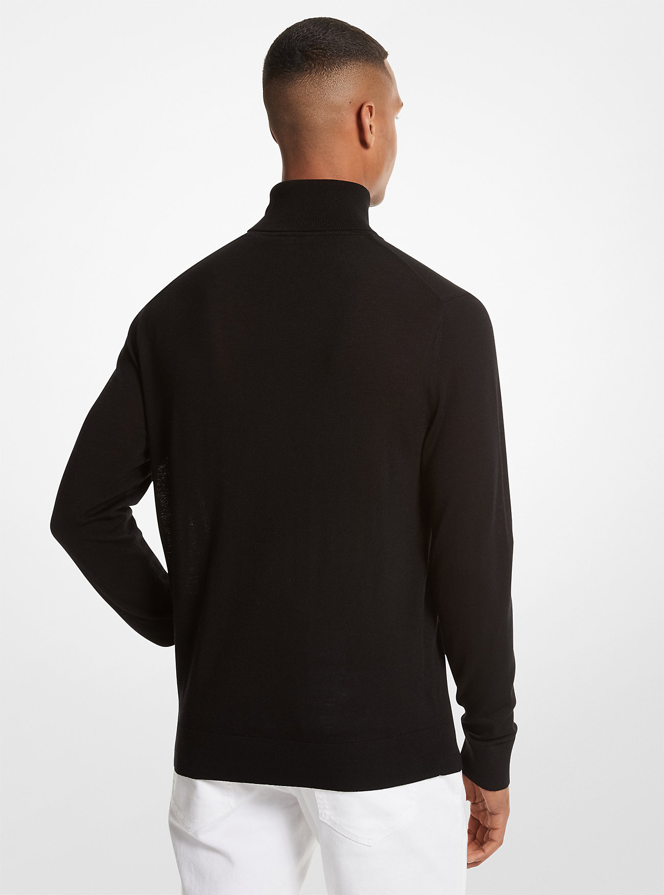 Merino Wool Turtleneck Sweater - BLACK