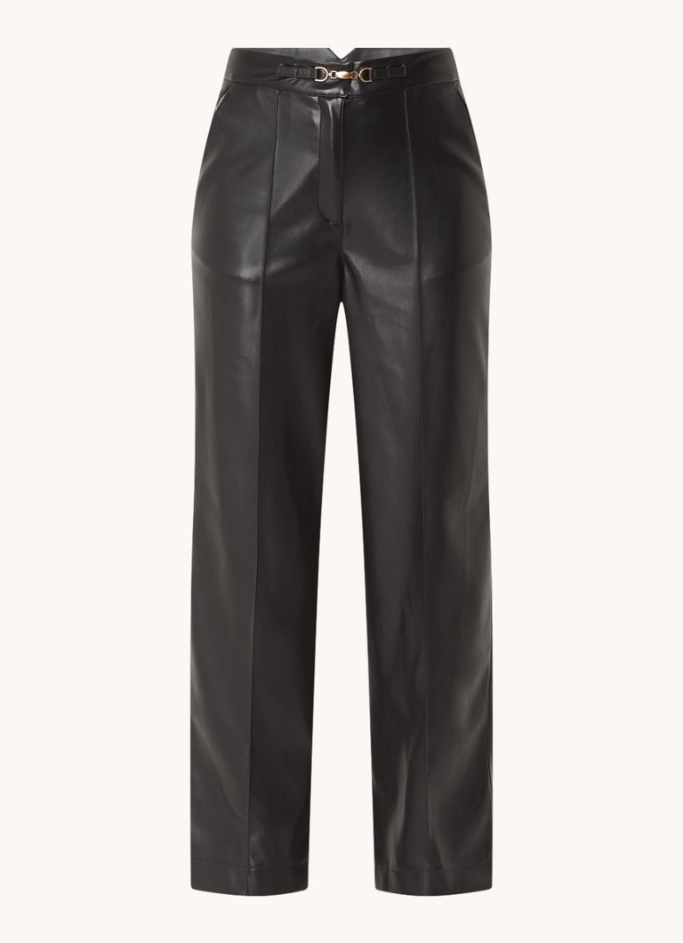 Aaiko  Sonja high waist wide fit pantalon van imitatieleer
