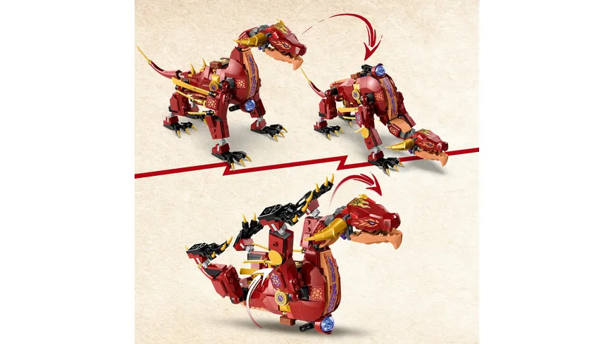 LEGO NINJAGO 71793 Wyldyres Lavadrache, Drachen-Spielzeug mit Figuren