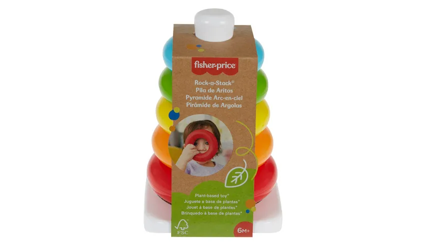 Fisher-Price Eco Farbring Pyramide, Stapelspiel, 100% Bio-Kunststoff