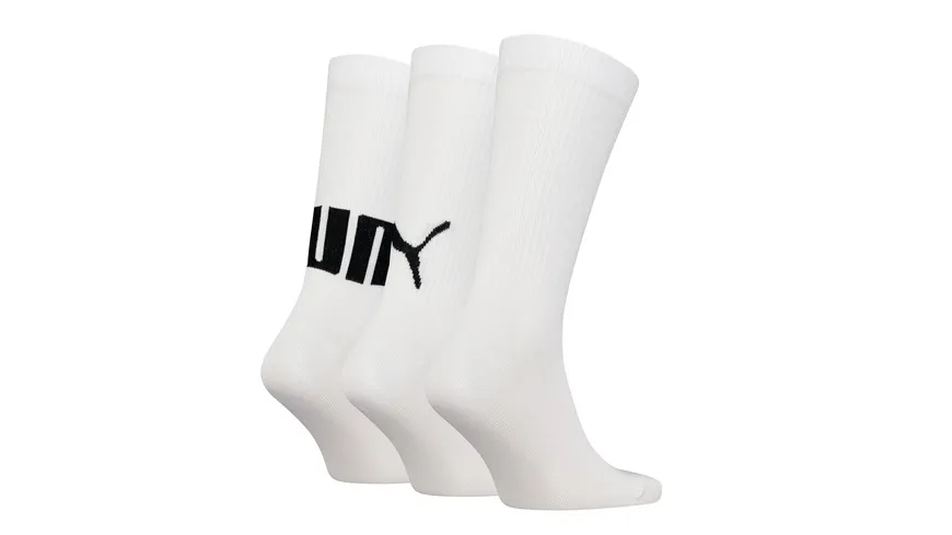 PUMA Unisex Sportsocken Big Logo Crew 3er Pack White combo