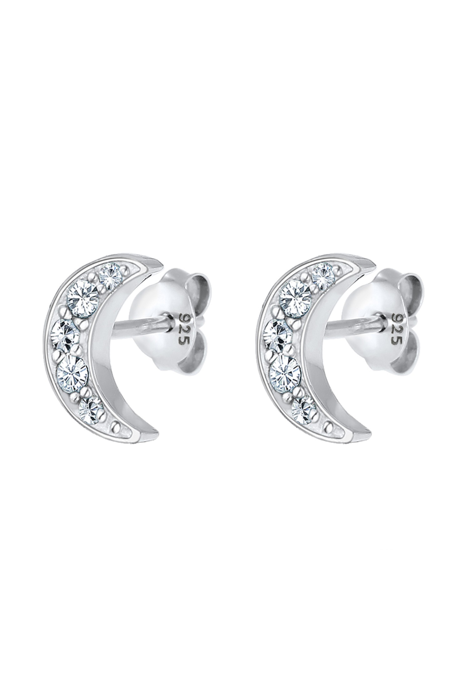 Elli Women's Astro Half Moon with Crystals in 925 Sterling Silver