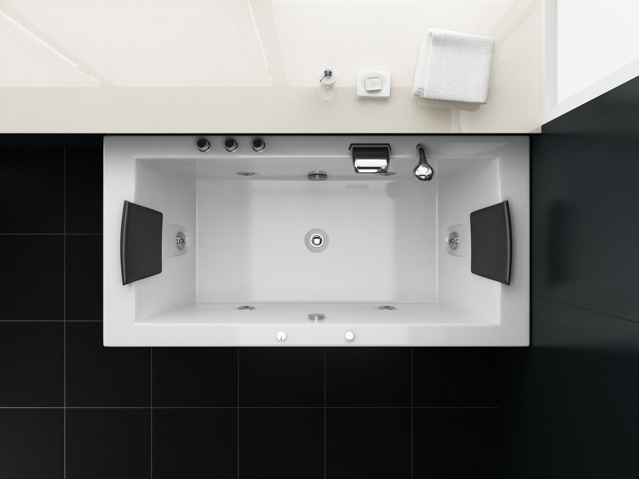 PureHaven Whirlpool 182x90cm Reinigungsprogramm & Lichttherapie elegantes Design Wasserfall 12 Hydrojets