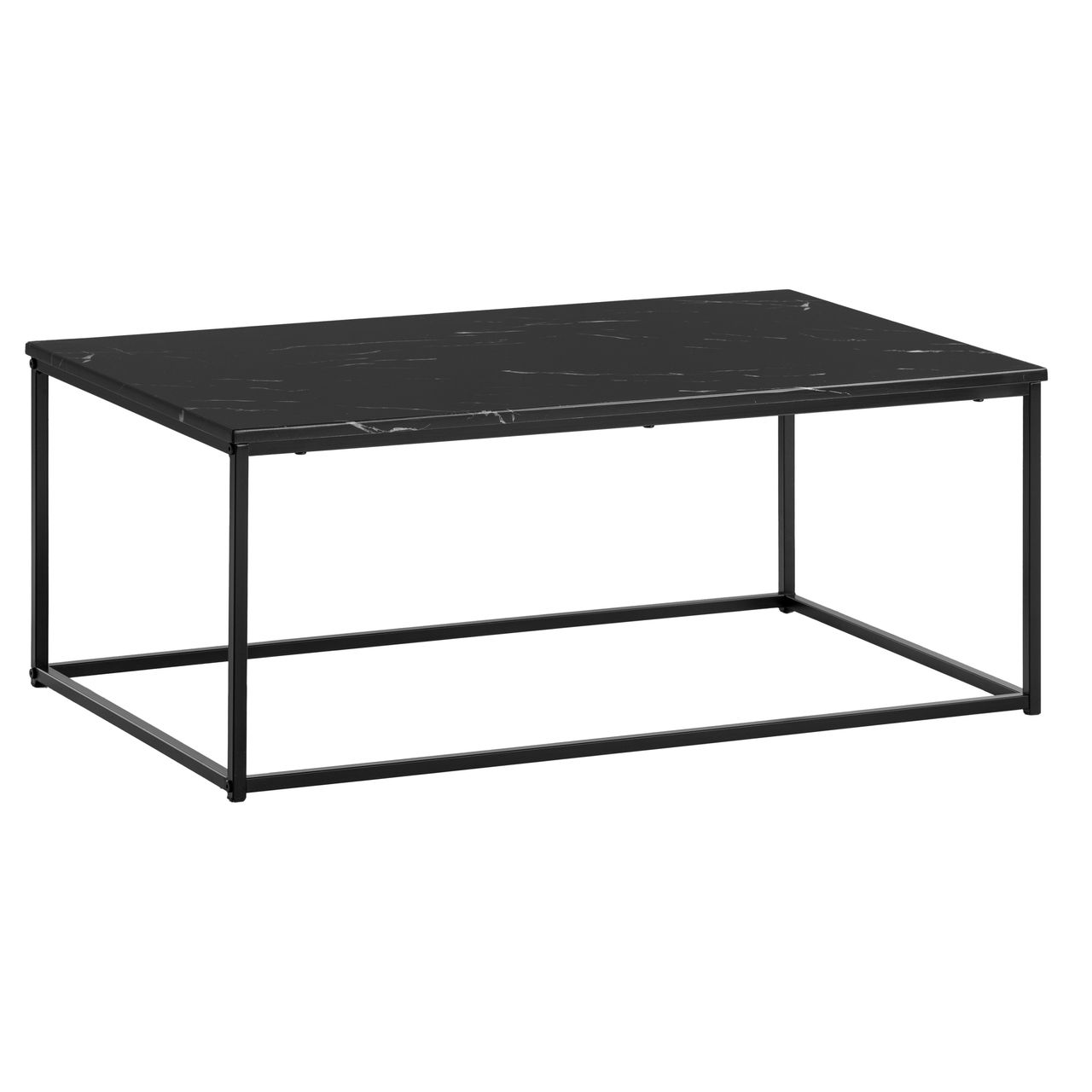 Skyport WOHNLING Couchtisch Marmor Optik Schwarz 100x60 cm Wohnzimmertisch Tisch Metall