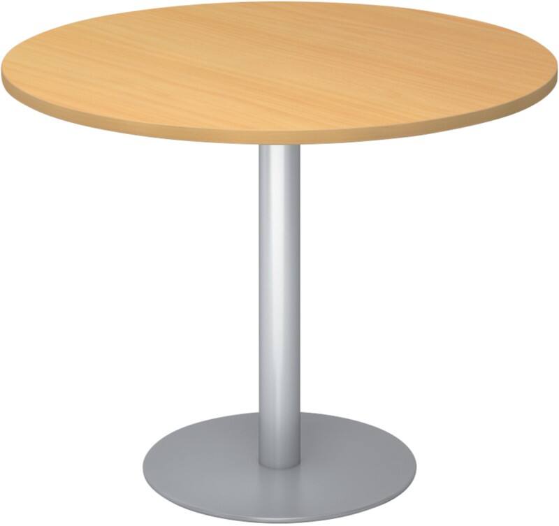 Hammerbacher Säulentisch Buche, Silber Melaminharzbeschichtete Spanplatte STF10 1.000 x 745 mm