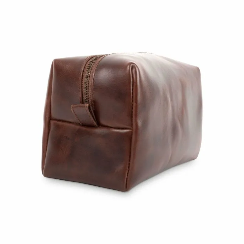 Buckle & Seam Leder Waschbeutel Everest - Braun \/ Blau