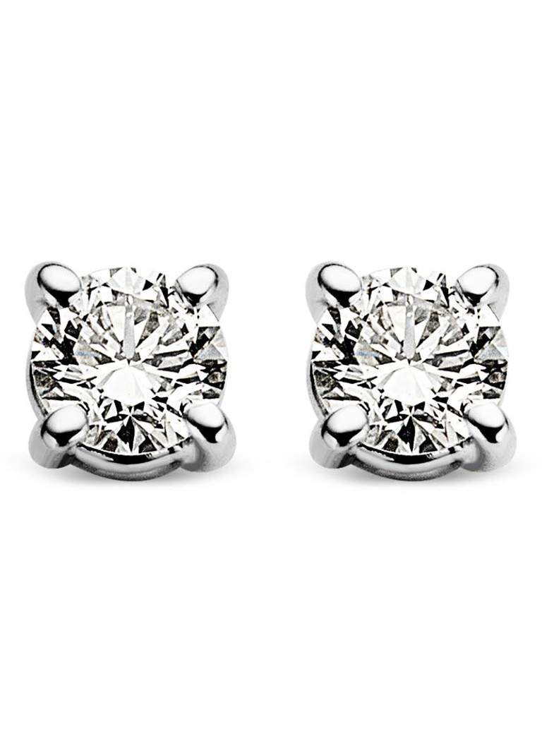 Diamond Point White gold solitaire lab-grown diamond stud earrings, 0.12 ct. 0.12 ct diamond Lab-grown diamond