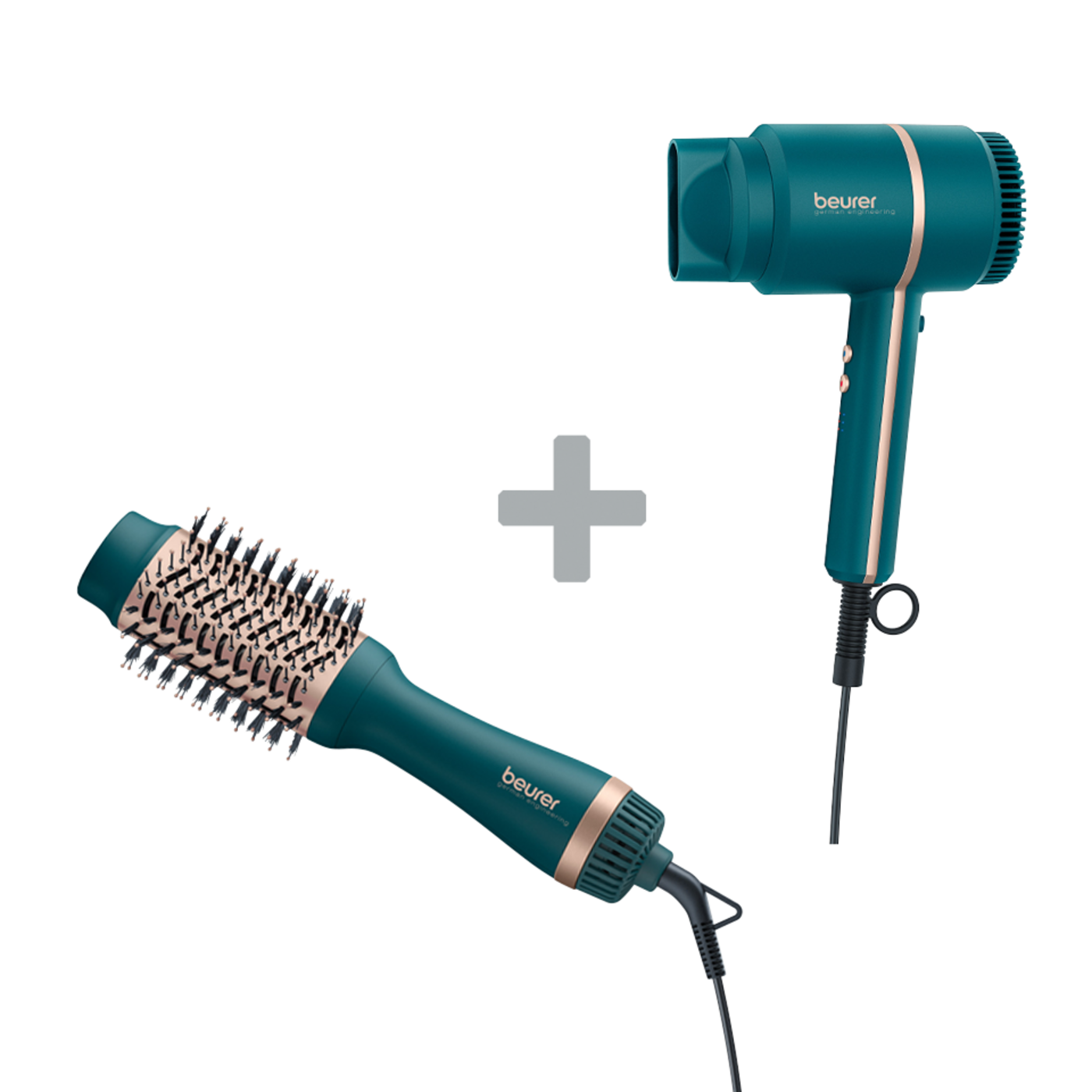 Beurer 2-in-1 Volumen- & Haartrocknungsbürste HC 45 Ocean & HC 35 Ocean Kompakt-Haartrockner-Volumen ohne Ende