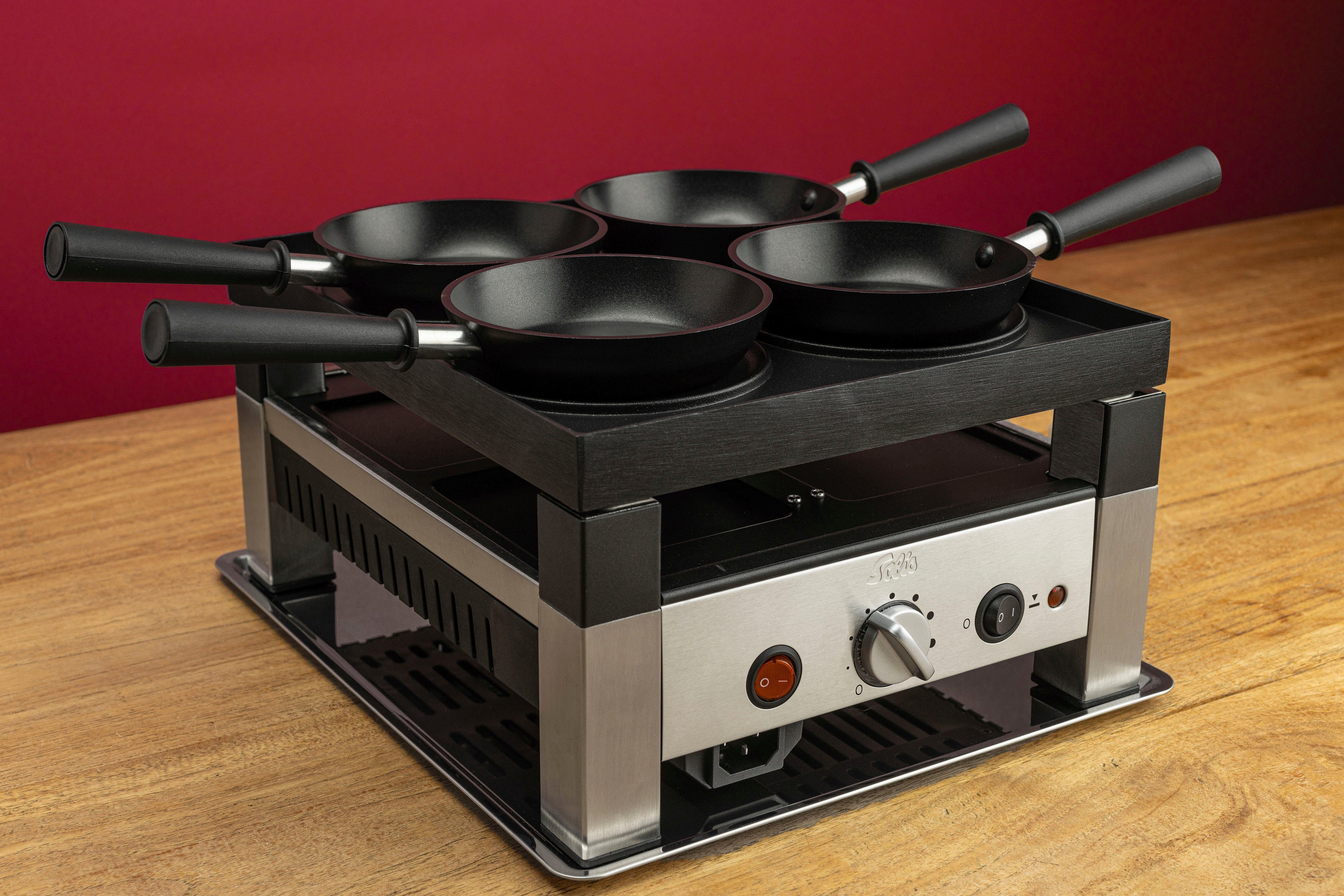 SOLIS OF SWITZERLAND Raclette 5 in 1 Table Grill for 4, 4 Raclettepfännchen, 1020 W