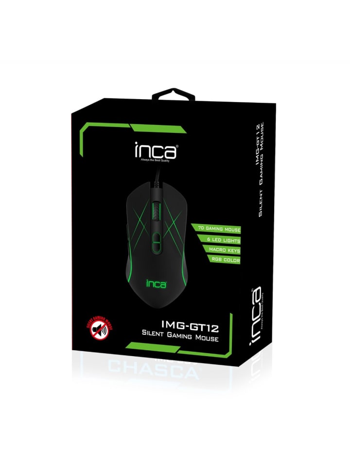 Inca INCA Gaming Maus IMG-GT12 3200 DPI, RGB, 7 Tasten, USB schwarz in schwarz günstig kaufen onesize