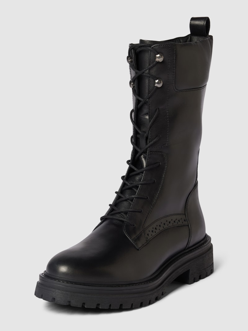 Schnürboots mit Lochmuster in schwarz