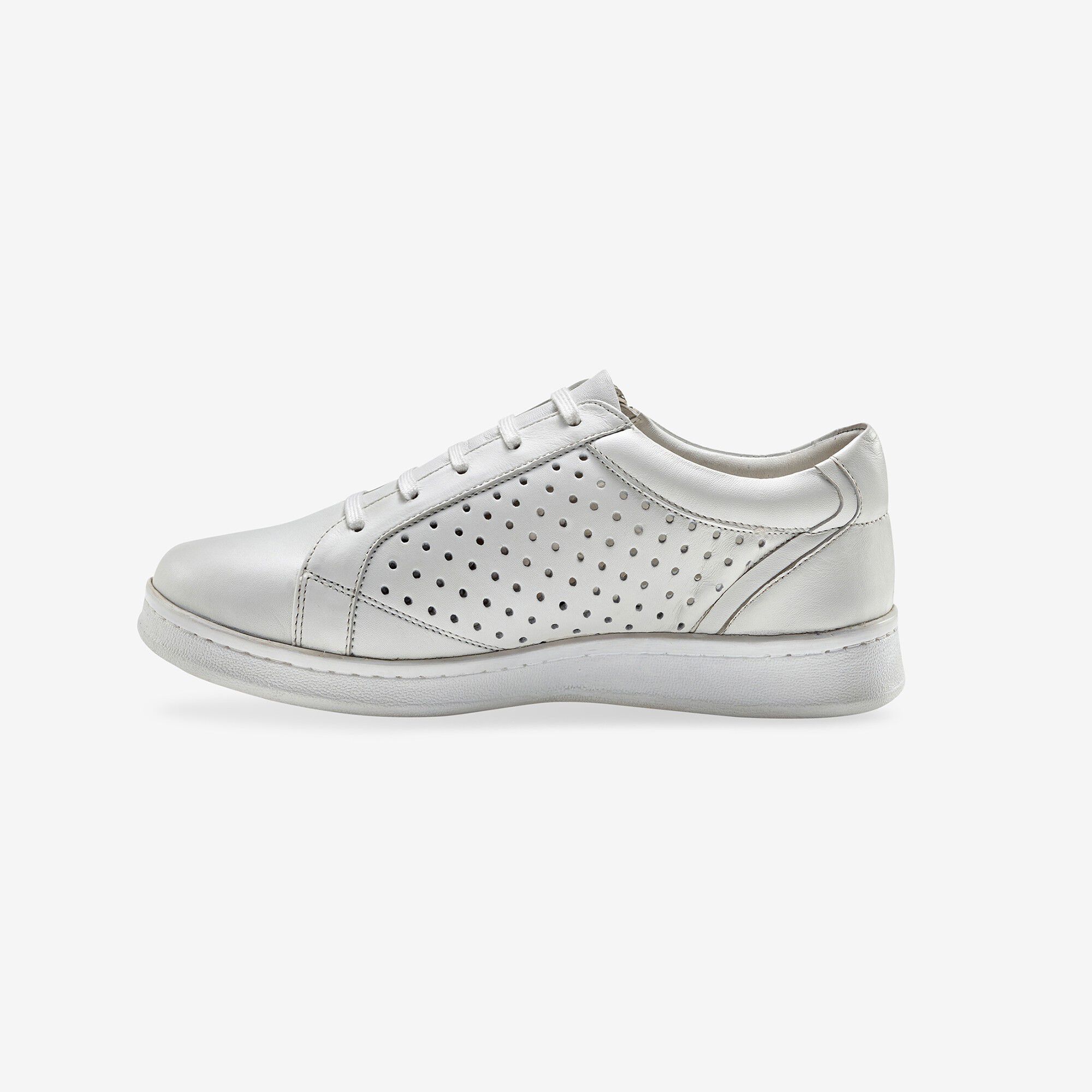 Tennis zippée en cuir perforé