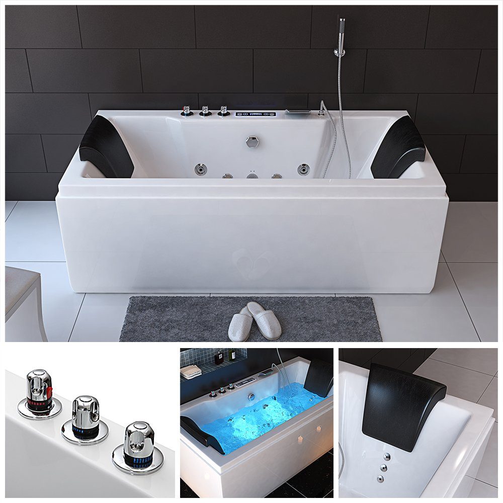 HOME DELUXE Whirlpool-Badewanne Whirlpool LAGUNA PURE - M, inkl. komplettem Zubehör, Spa, 2 Personen