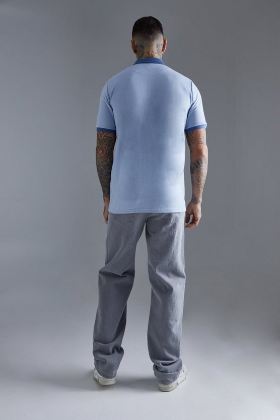 Tall Slim-Fit Poloshirt aus Interlock-Jersey mit Reißverschluss