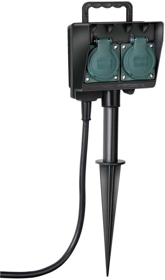 Brennenstuhl 1154430 Puutarhapistorasia maadoituspiikillä IP44 tupla 1,4 m H07RN-F 3G1,5