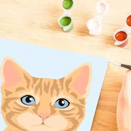 CreArt Niedliche Katze - Malen nach Zahlen für Kinder ab 7 Jahren