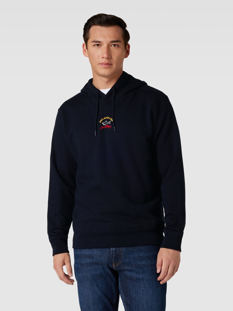 Sweatshirt mit Label-Print in marineblau