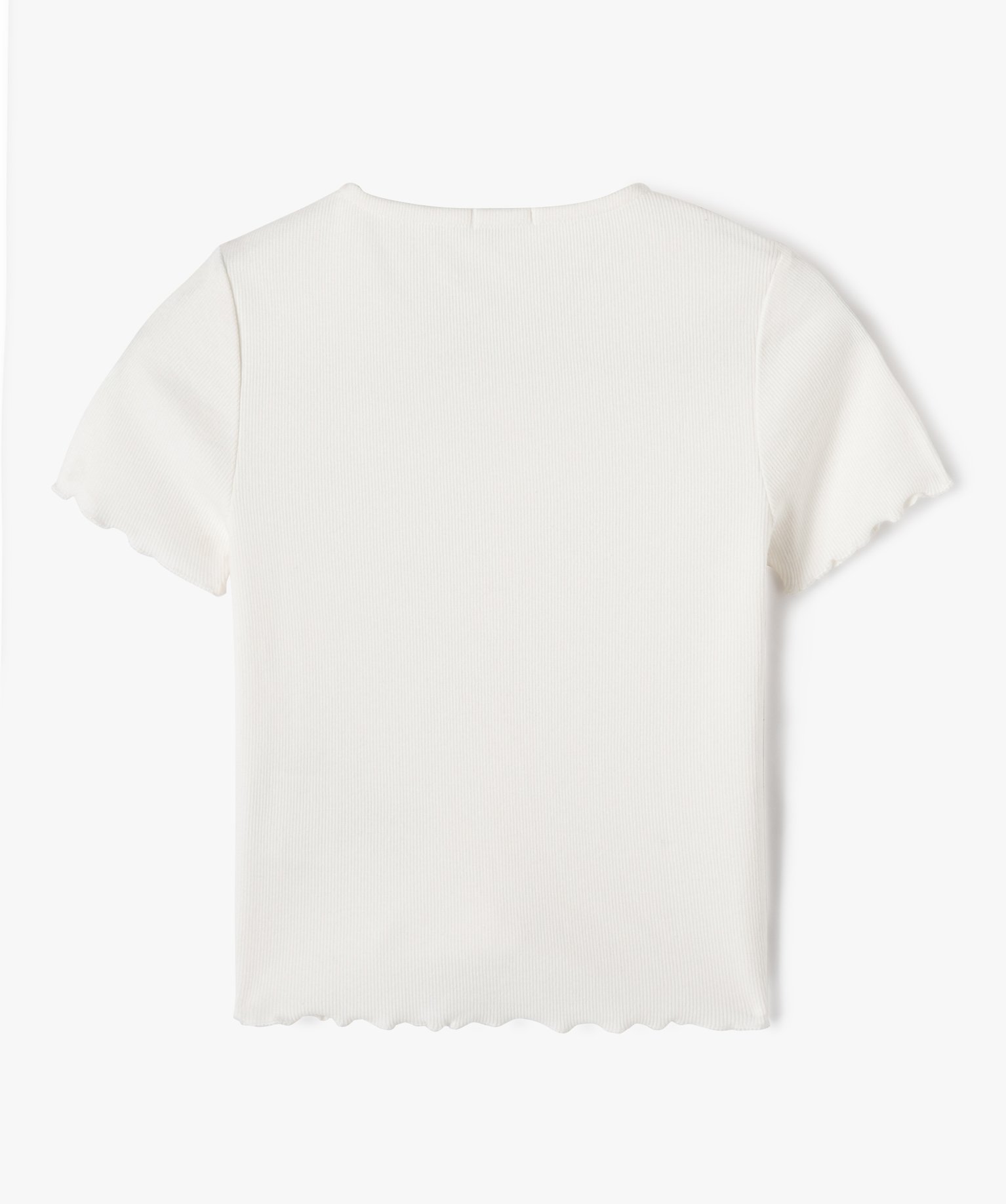 Tee-shirt droit à ctes et manches courtes file ecru | GEMO