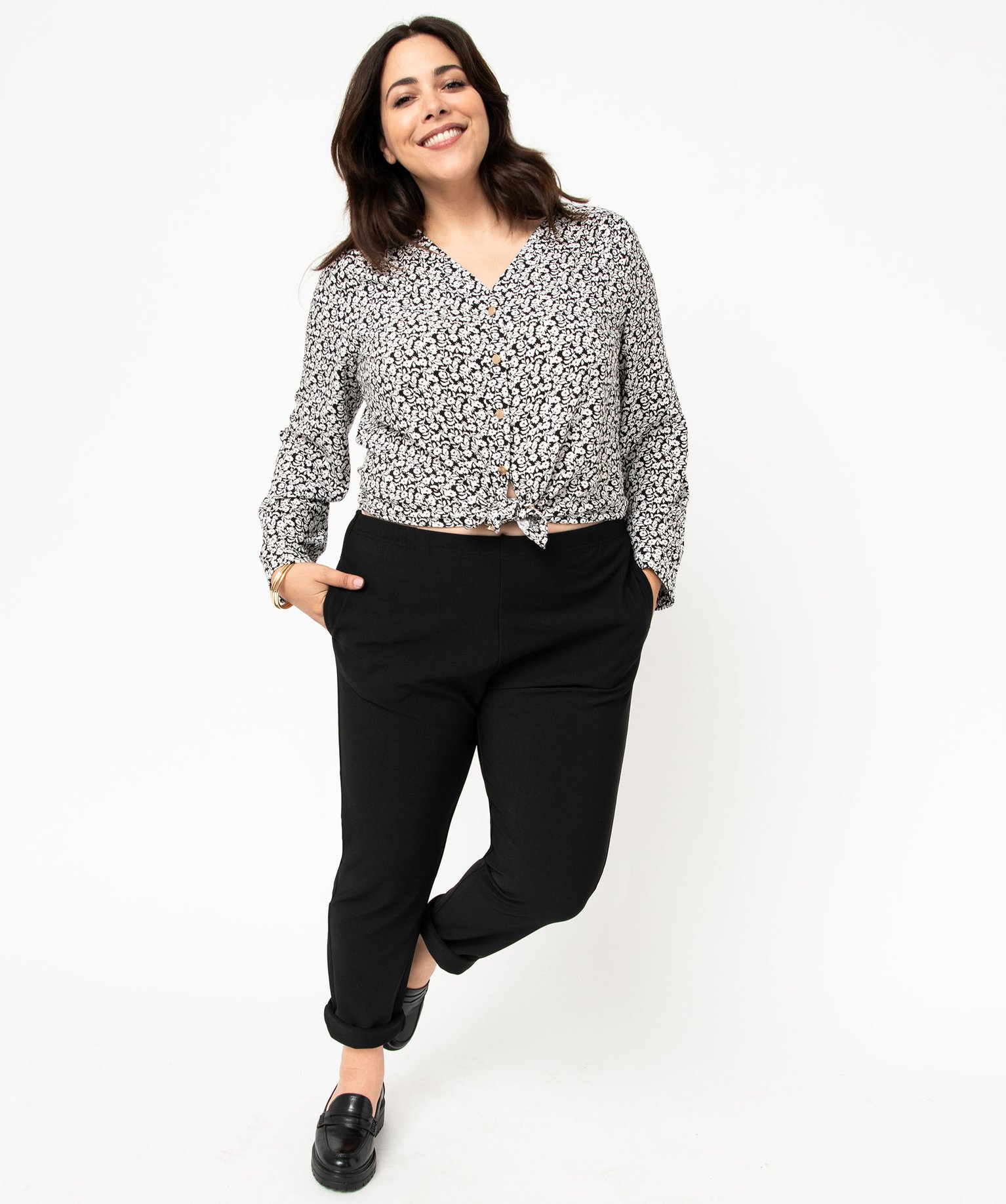 Chemise à manches longues imprimée femme grande taille imprime | GEMO