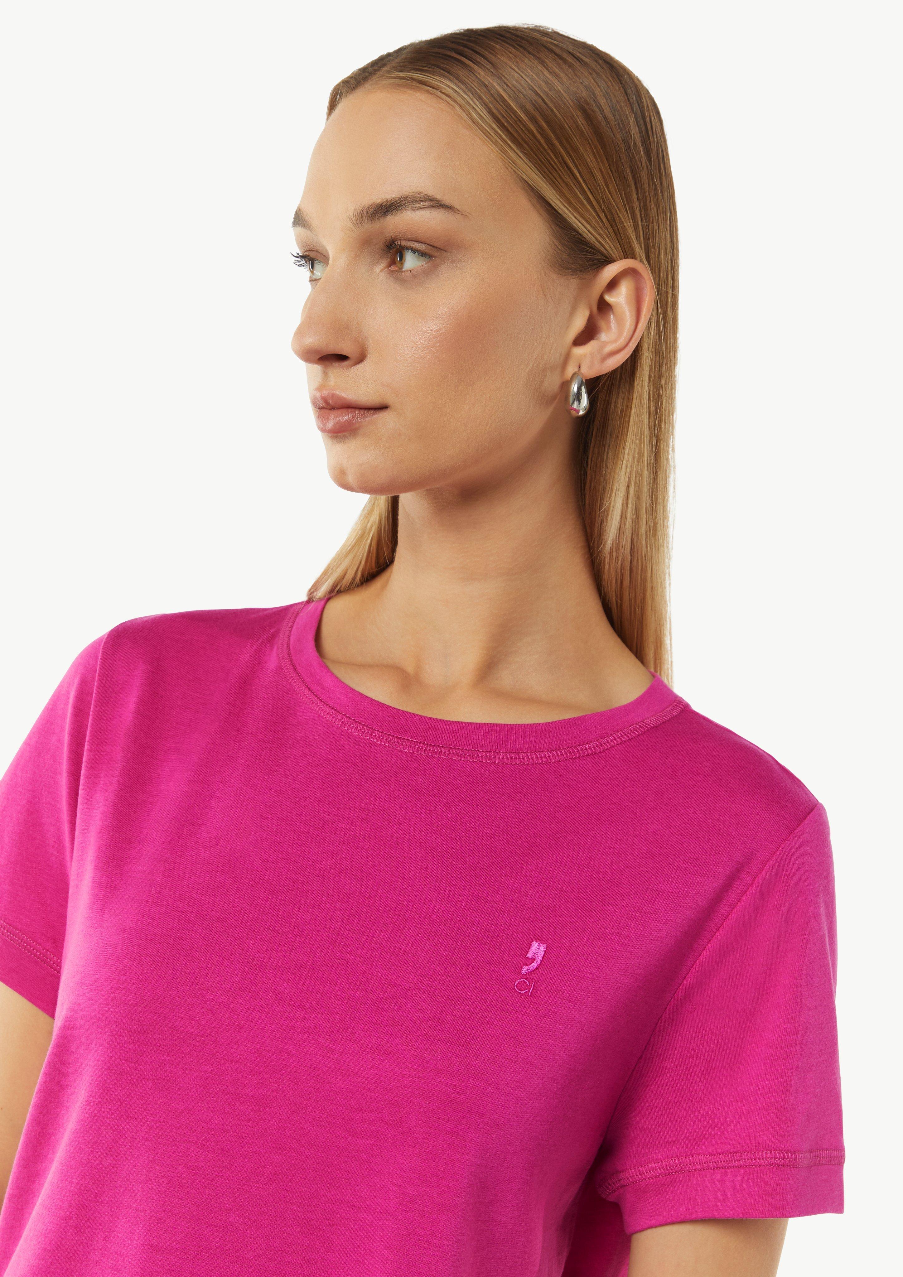 Weiches T-Shirt mit Logo-Stickerei - himbeere