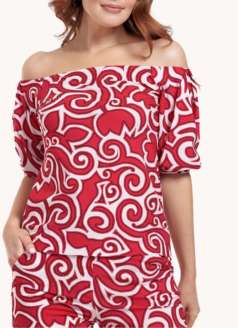 Top a spalle scoperte con stampa tulipani Manon di Studio Anneloes
