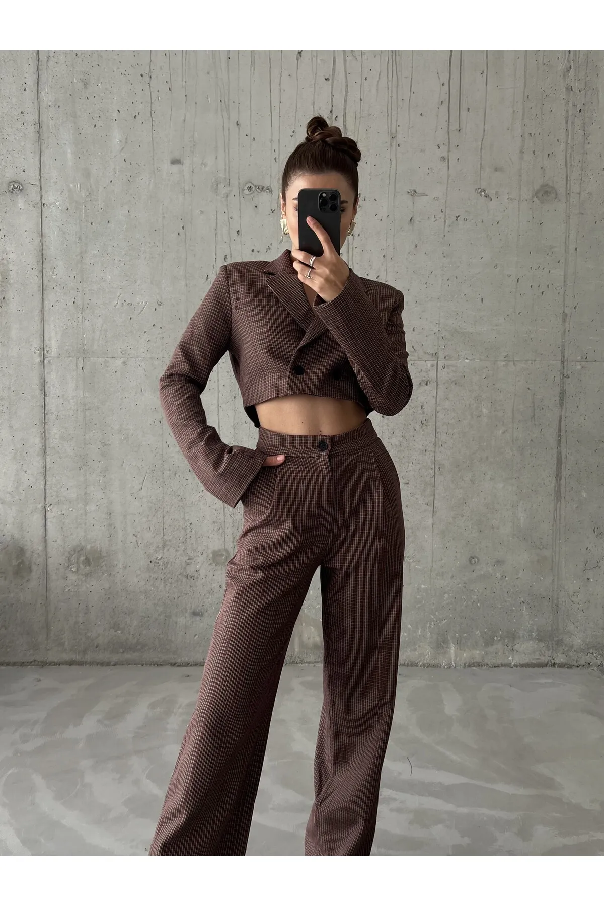 Laluvia  Set aus Jacke und Hose in Weinrot mit Karomuster
