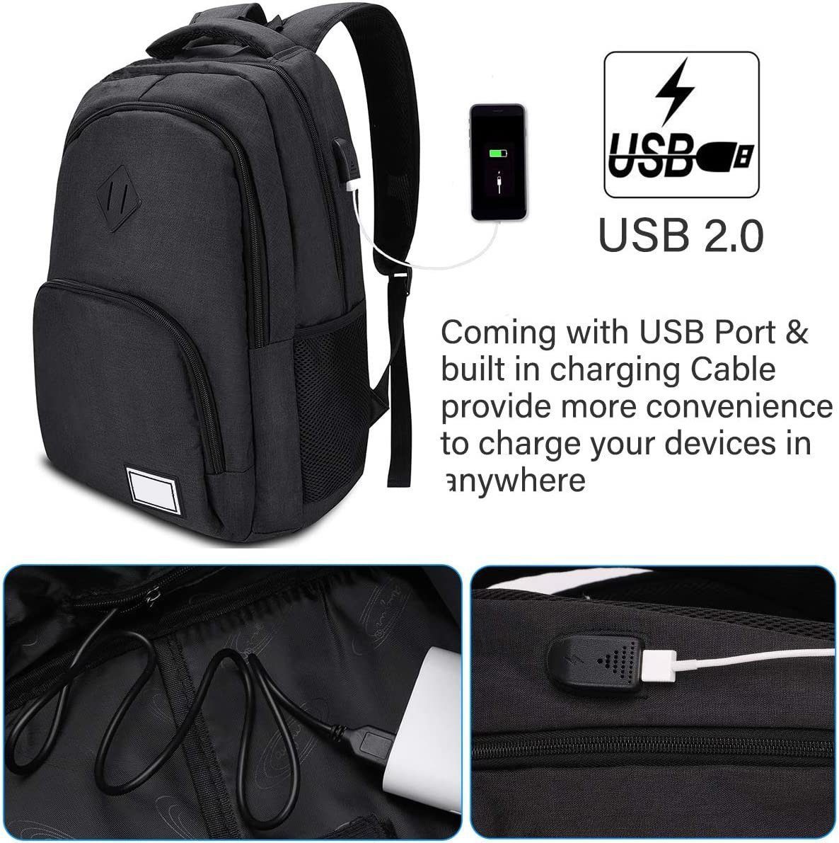 Directin Laptoprucksack Businesstaschen Rucksäcke Schulrucksack Wasserbeständig Laptoptasche (Backpack mit Laptopfach für 15,6-Zoll, mit USB-Lade-Anschluss), mit USB-Lade-Anschluss, mit Laptopfach, Für Laptop bis 15,6,16 Zoll