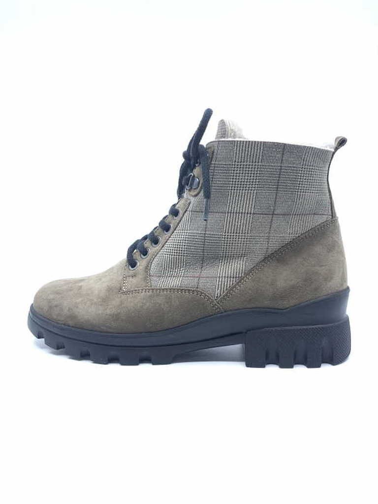 WALDLÄUFER Schnür-Stiefeletten braun VELOUR DOUBLEFACE-KARO