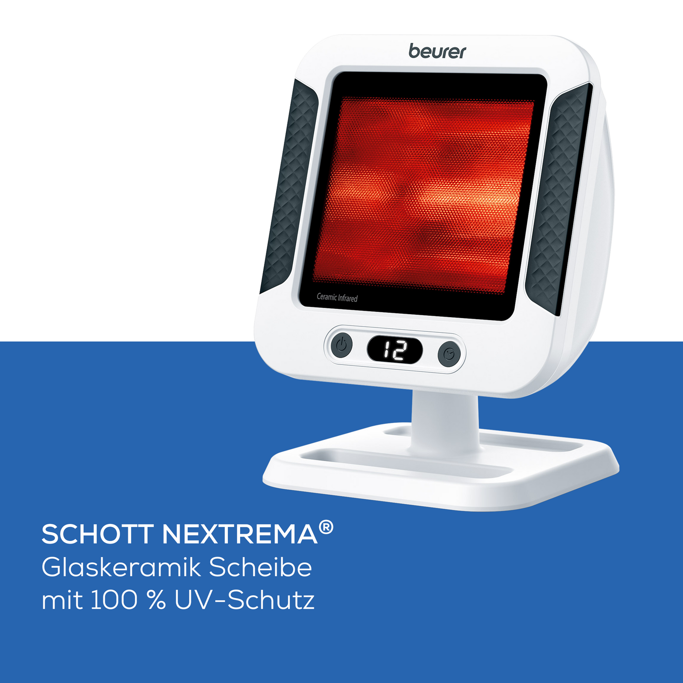 Beurer Infrarot-Wärmestrahler IL 60-Extra große Infrarotlampe mit Timer, Abschaltautomatik & Abdeckscheibe aus InfraXtreme® Glaskeramik