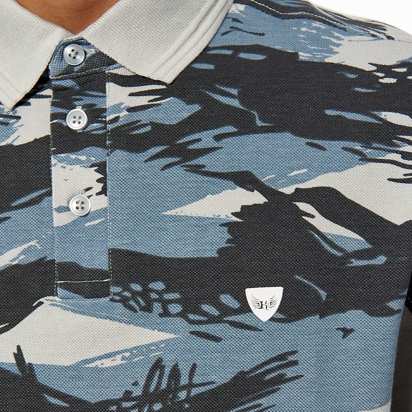 MAYER  Polo camouflage bleu Homme en 100% coton