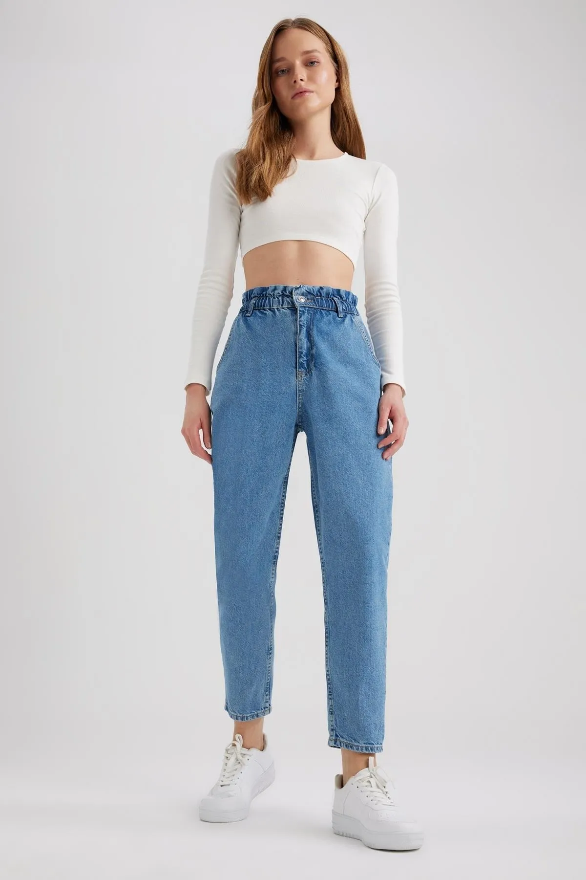 DeFacto  Paperbag-Jeans mit kurzem Bein und Crop-Fit aus 100 % Baumwolle