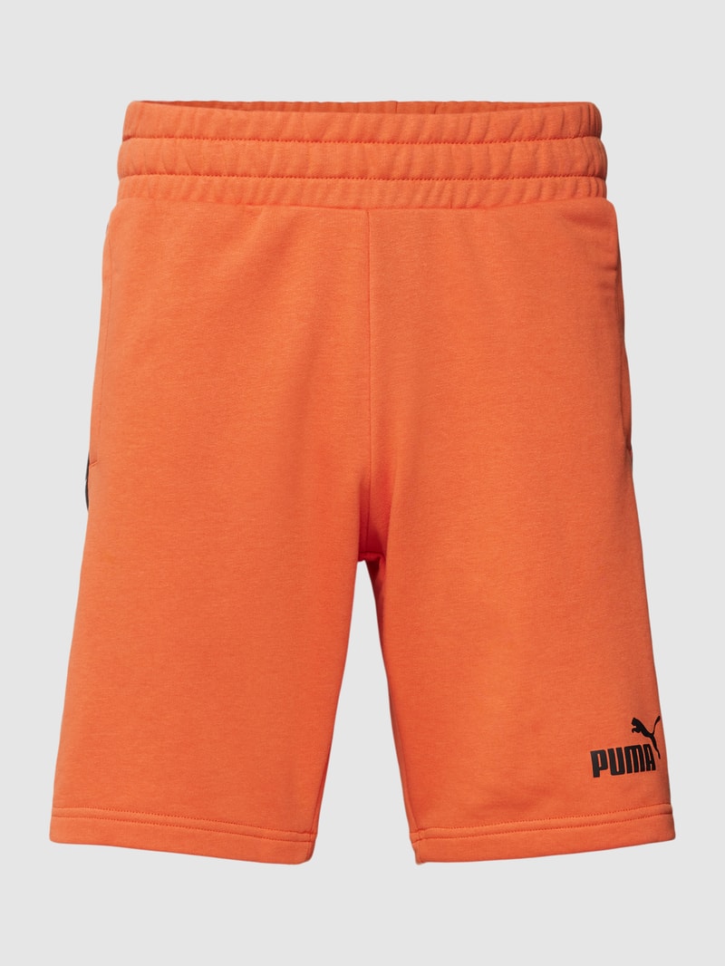 Sweatshorts mit Label-Print in hellrot