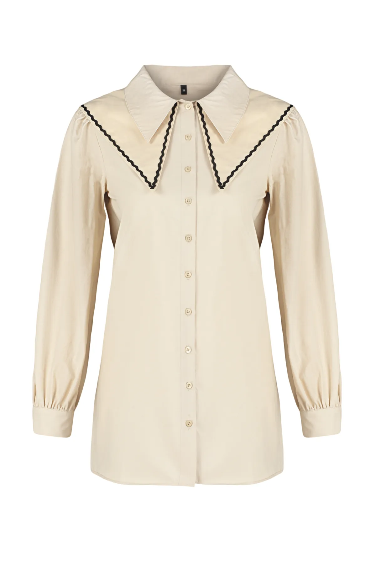 Trendyol Modest  Baumwoll-Gewebtes Hemd mit Steinkragen und Detail TCTSS24TG00009