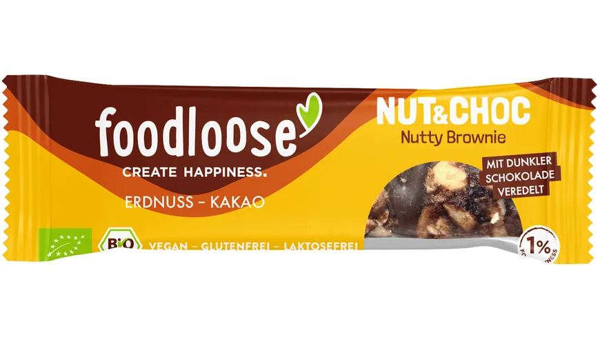 FOODLOOSE Bio-Nut&Choc Nutty Brownie Riegel 35 g