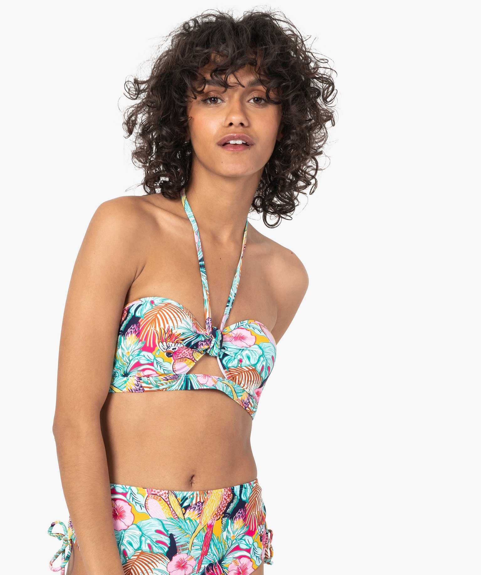 Haut de maillot de bain femme bandeau bretelles amovibles imprime | GEMO