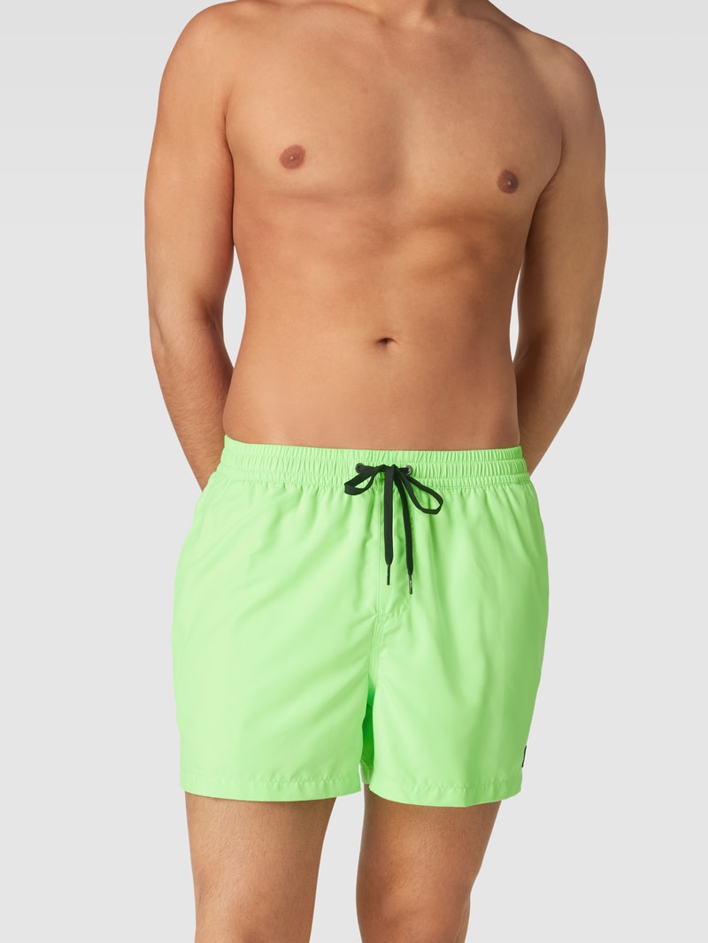 Badehose mit Label-Detail in neon grün
